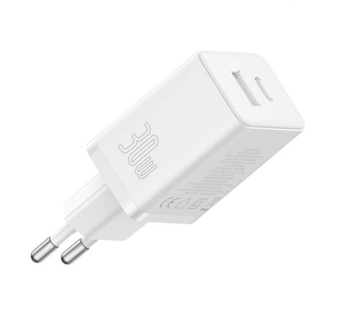 Зарядное устройство BASEUS Cube USB-C+A с функцией быстрой зарядки 30W, белый (P10111404213-00)