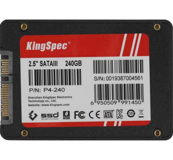 Накопитель SSD KingSpec 240Gb P4 Series <P4-240> 2.5" Oem (SATA3, up to 550/520MBs, 3D NAND, 50TBW)