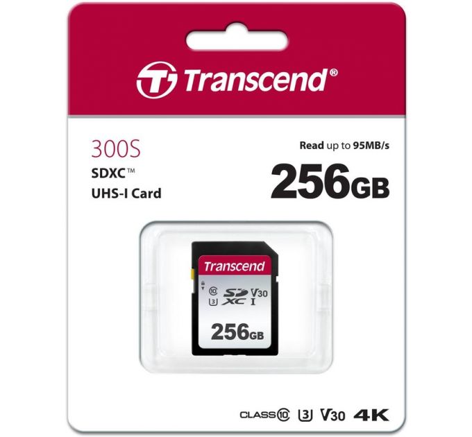 Флеш карта SD 256GB Transcend SDXC Class 10 UHS-I U3, V30, TLC, Silver