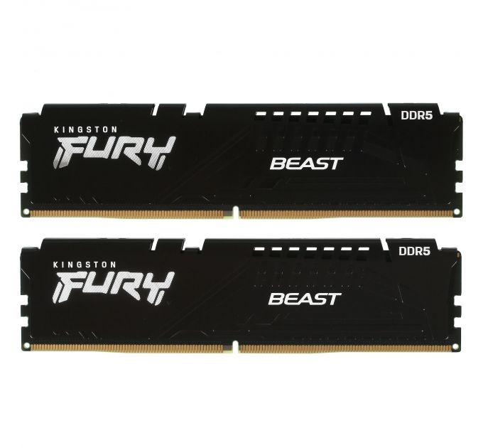 Оперативная память Kingston Fury Beast Black, DDR5, 32Gb (1x32 GB), 5200 MHz, CL40, радиатор, RGB
