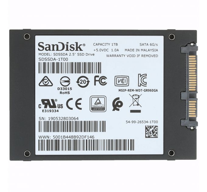 Накопитель SSD SanDisk SSD PLUS 2,5” SATA 1Tb, SDSSDA-1T00-G27