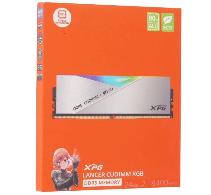 Оперативная память XPG Lancer, DDR5, 48Gb (2x24Gb), 8400MHz, CL40, DIMM, с радиаторами, RGB