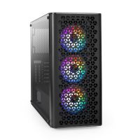 Корпус Miditower ExeGate EVO-9202 (ATX, без БП, с окном, 1*USB+1*USB3.0, аудио, 3 вент. 12см с RGB подсветкой)