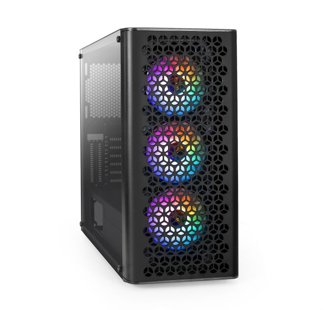 Корпус Miditower ExeGate EVO-9202 (ATX, без БП, с окном, 1*USB+1*USB3.0, аудио, 3 вент. 12см с RGB подсветкой)