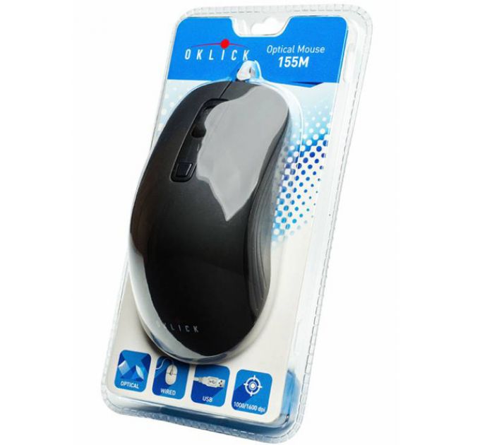 Мышь Oklick 155M black (1000/1600dpi) USB