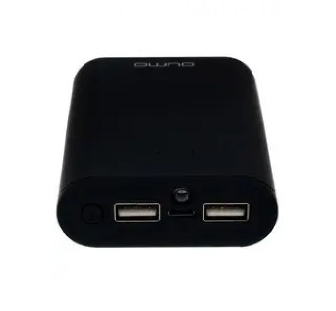 Портативное зарядное устройство Qumo PowerAid 7800 (V2), 7800 мА-ч, 2 USB 1A+2A (2.1А сумм), вход до 1.5А, круглый дисплей,  корпус пластик, черный