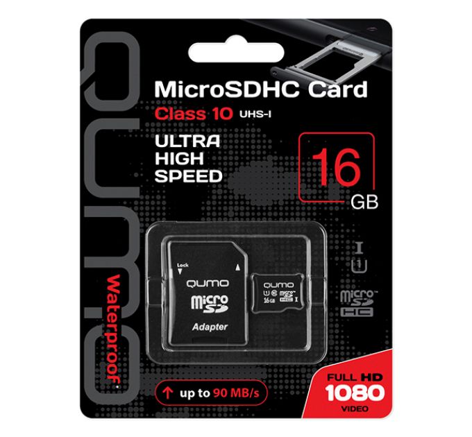 Карта памяти QUMO MicroSDHC 16GB Сlass 10 UHS-I ,3.0 c адаптером