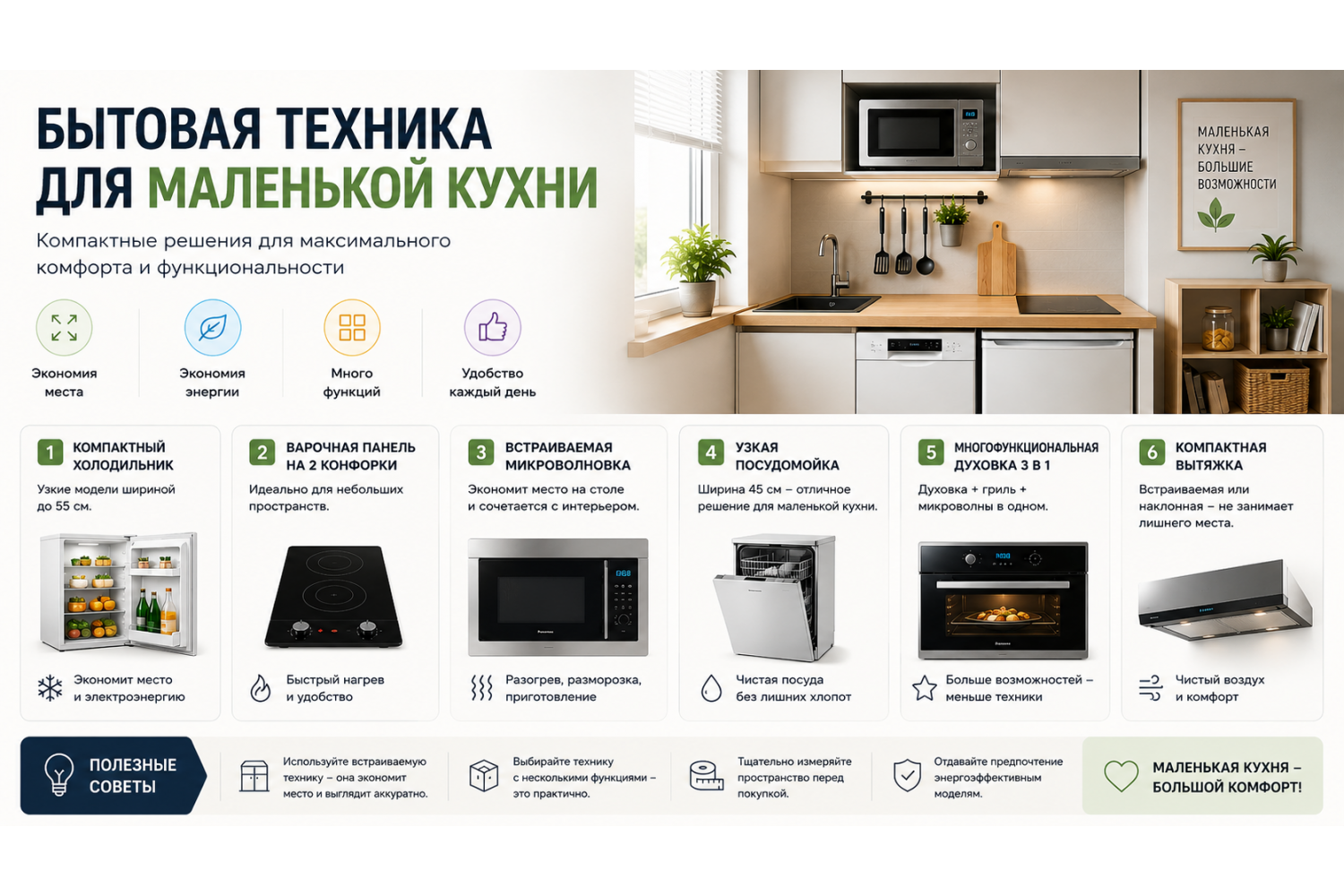 Бытовая техника для маленькой кухни: как выбрать без ошибки