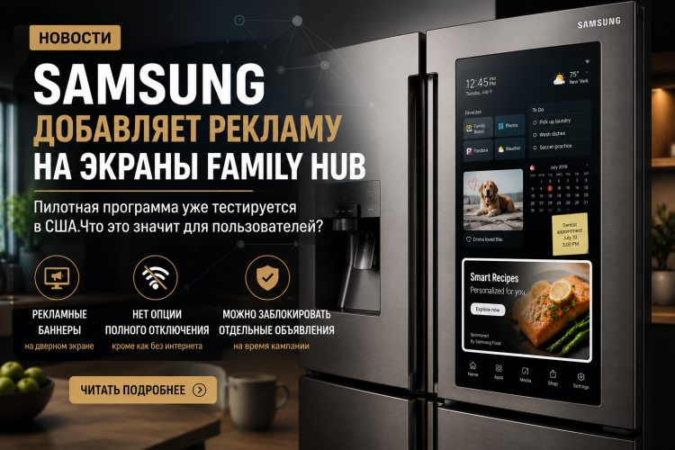 Samsung начала показывать рекламу