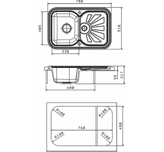 КРИТ 780 мойка цвет антрацит FS,