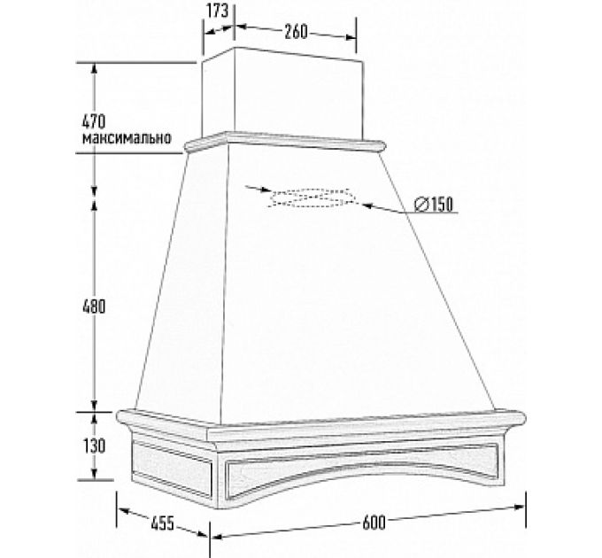 Вытяжка НАРАДА 600 мощ 900 ДУБ/БЕЛЫЙ МУАР