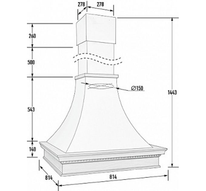 Вытяжка ЭСТЕР ОСТРОВНАЯ мощ.900 ДУБ/БЕЛЫЙ МУАР