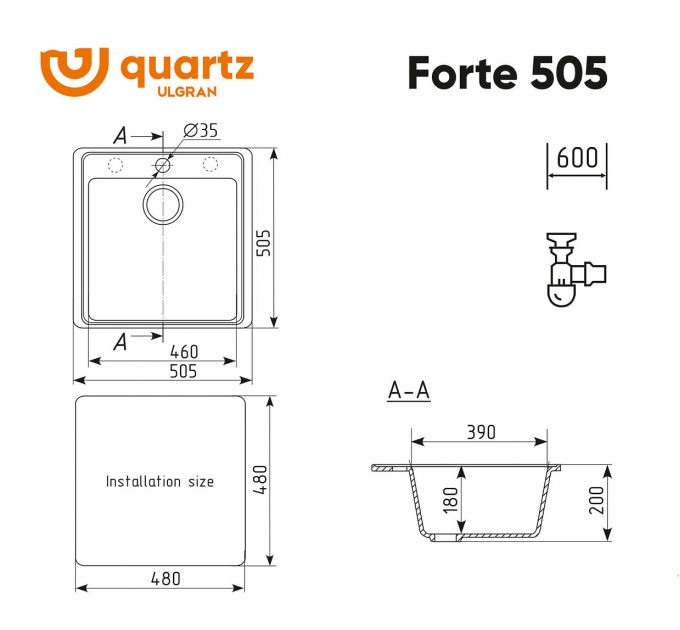 Мойка ULGRAN Quartz Forte 505-10 песок