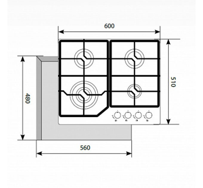 LEX GVG 640-1 WH газовая варочная поверхность