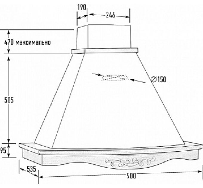 Вытяжка МЕЛИСА 90 мощ 900м3 ДУБ/СЛОНОВ.КОСТЬ