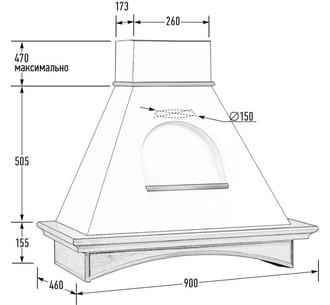 Вытяжка НАРАДА 900 С ОКНОМмощ.900м3 ДУБ/СЛОНОВАЯ КОСТЬ