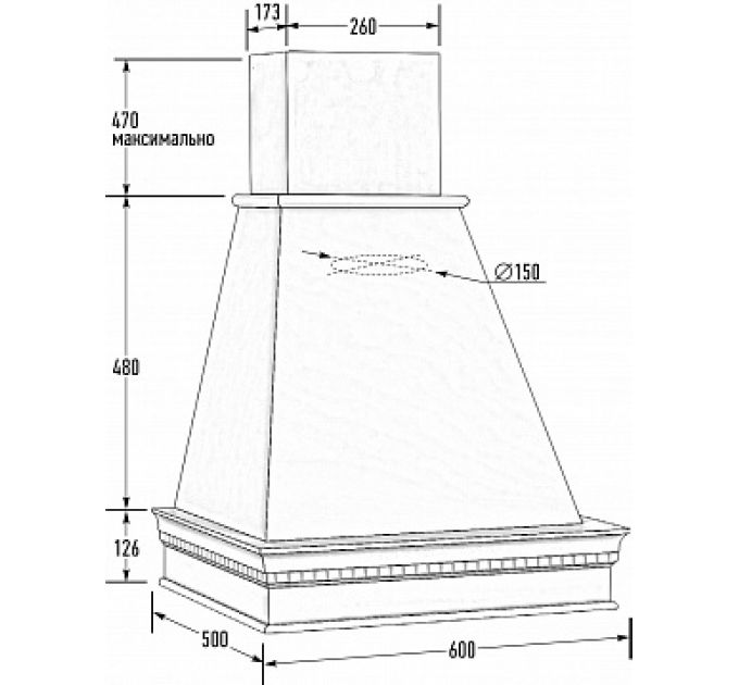 Вытяжка АНАСТАСИЯ 600 мощ.900 ДУБ/АПЕЛЬСИНОВАЯ КОРКА