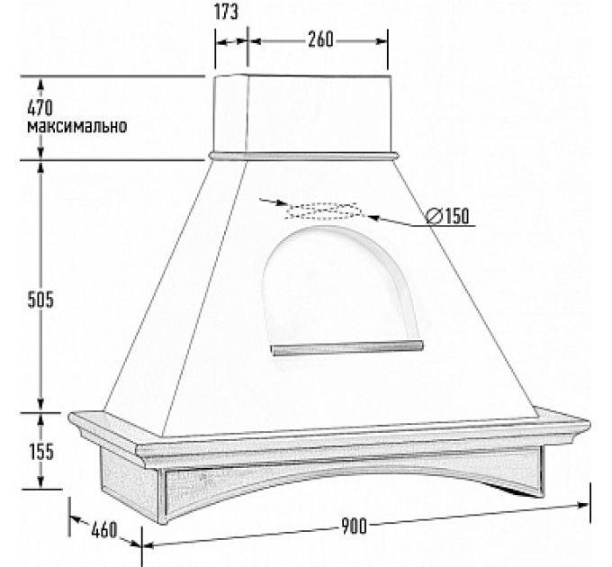 Вытяжка НАРАДА 900 С ОКНОМмощ.900м3 ДУБ/СЛОНОВАЯ КОСТЬ