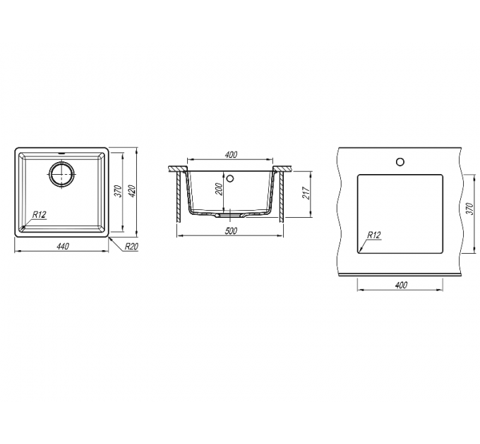 Мойка Florentina Вега 400 черный
