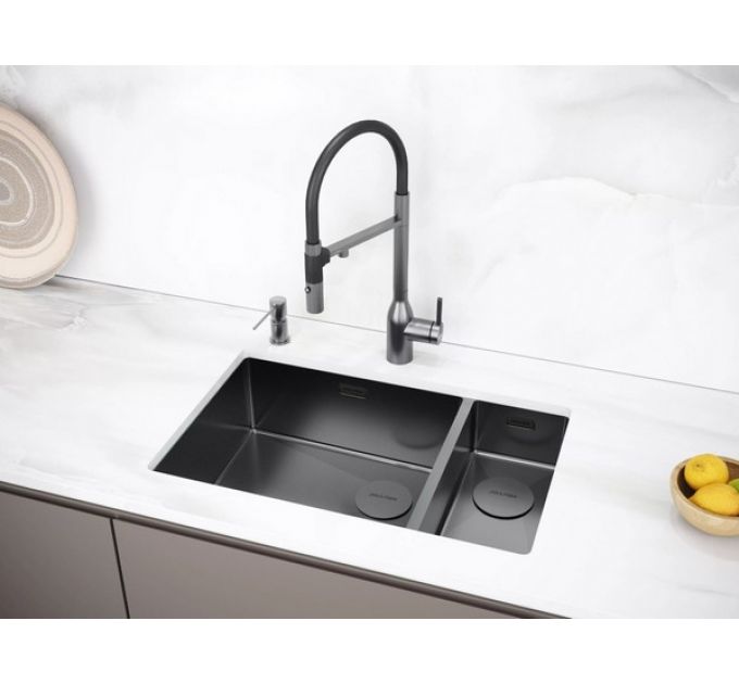 Мойка Paulmark Next 69/2S uni PM226944-GML, вороненая сталь