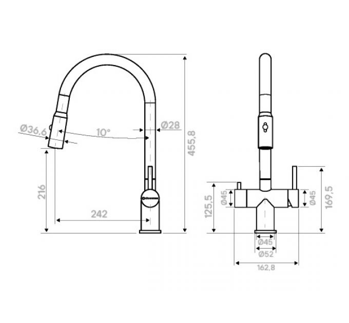 Смеситель Kuchenstern BRUNN-FS вороненая сталь