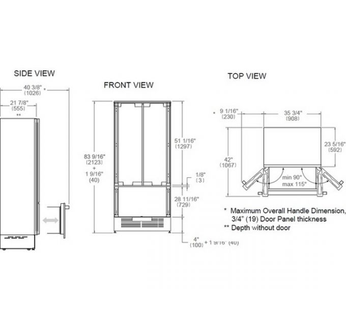 Холодильник Bertazzoni RFD90S5FPNS/24 встраиваемый