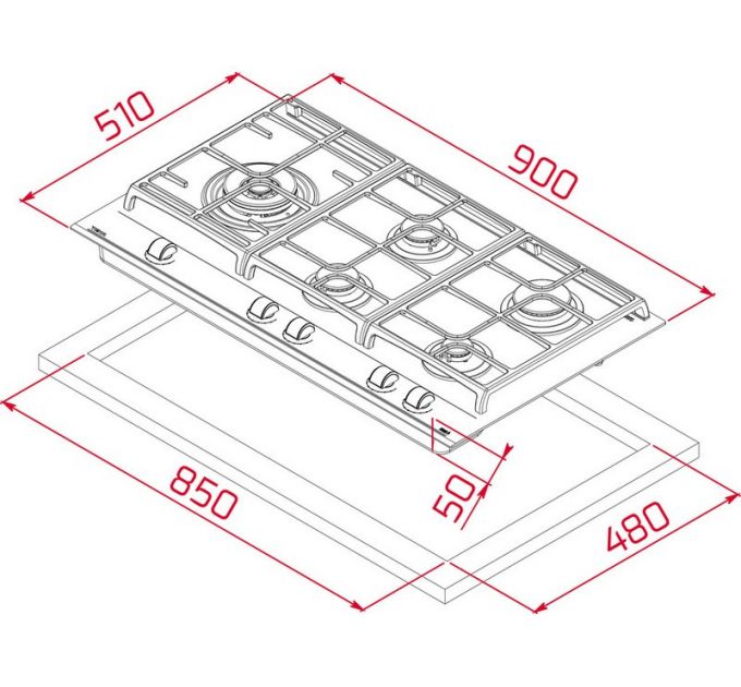 Варочная панель Teka GZC 95320 XBC NIGHT RIVER BLACK (112570177) газовая