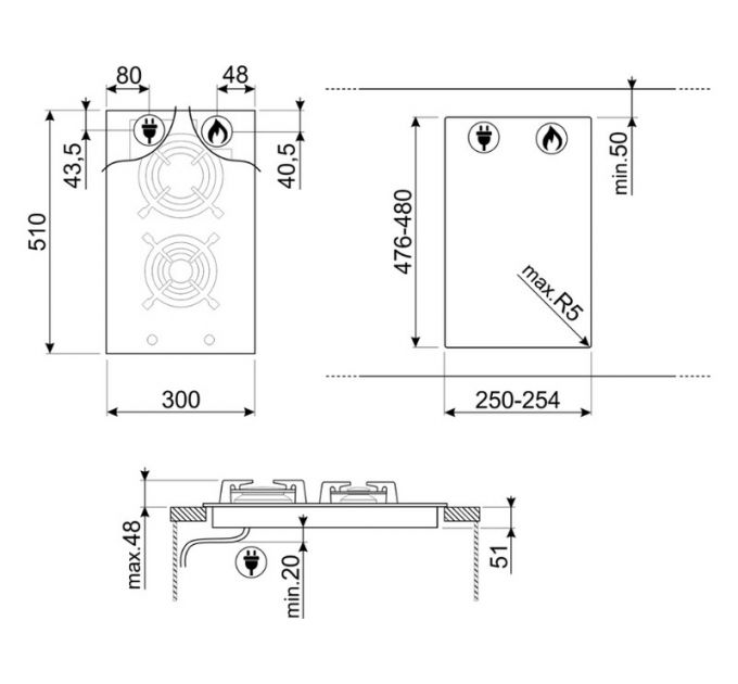 Варочная панель SMEG PV332CN газовая
