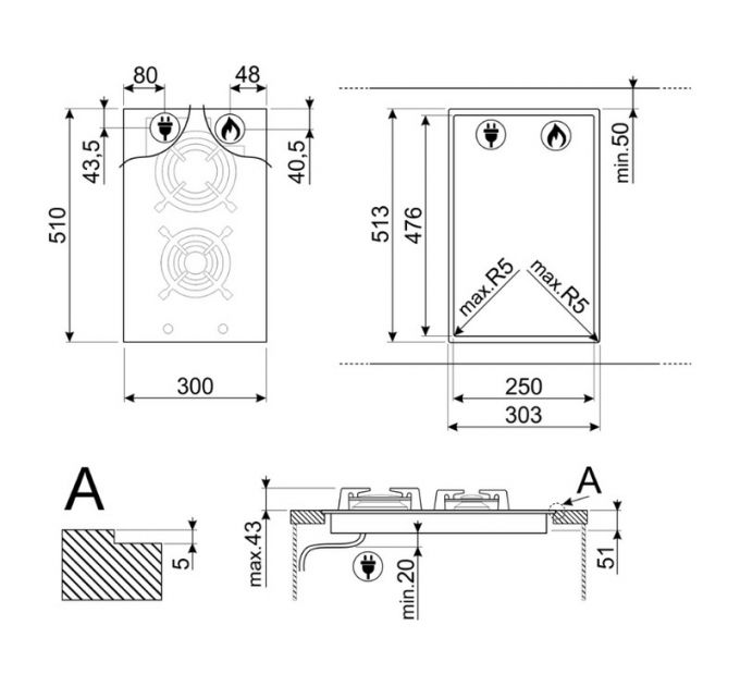 Варочная панель SMEG PV332CN газовая