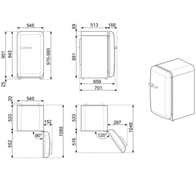 Холодильник SMEG FAB10RWH6