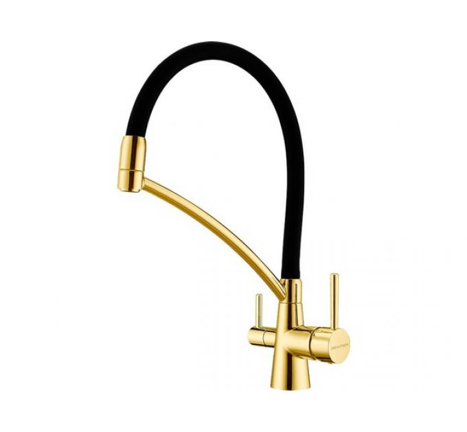 Смеситель Paulmark Siegen Si213111-BG, брашированное золото, черный шланг