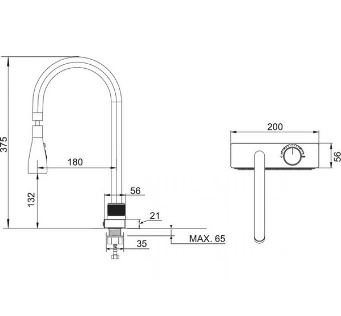 Смеситель Handmade SUS130-017F-2, нерж.сталь, с водопадом