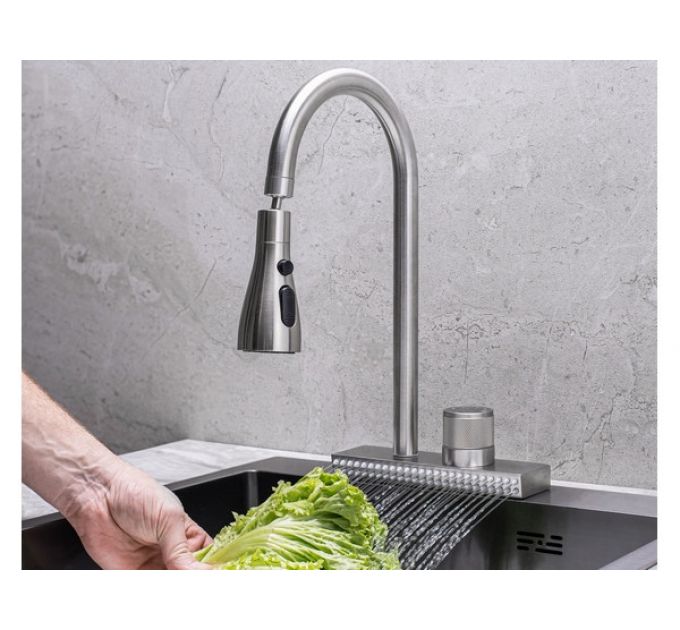 Смеситель Handmade SUS130-017F-2, нерж.сталь, с водопадом