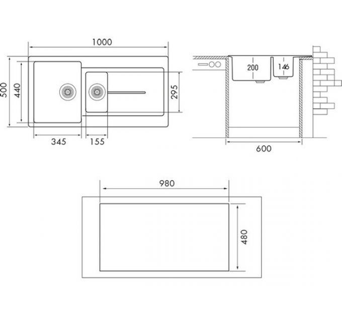 Мойка Longran Enigma ENG1000.500 15 - 54 Truffle