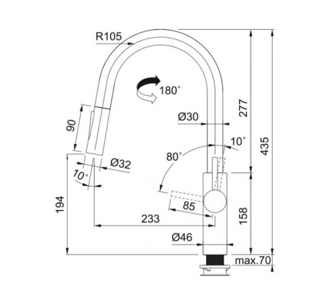 Смеситель Franke Pescara L Slide-in, хром (115.0538.940)