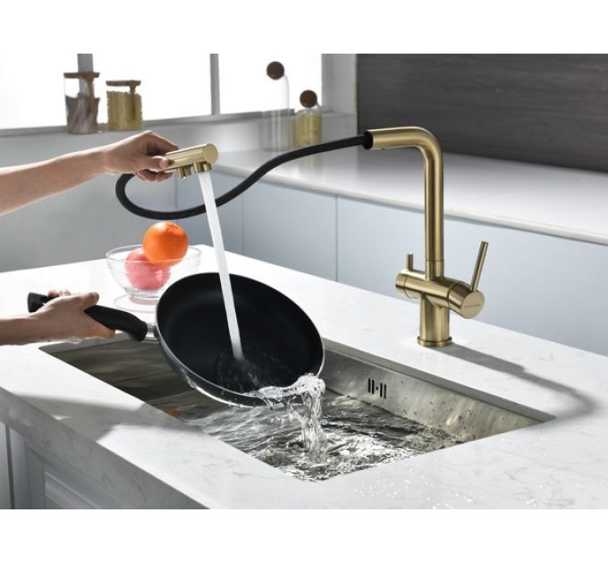 Смеситель Paulmark Serpentine Se213222-LG (SBG), светлое золото