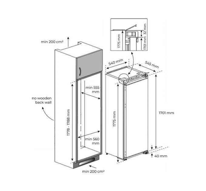 Холодильная камера TEKA RSL 73350 FI (113460007) встраиваемая