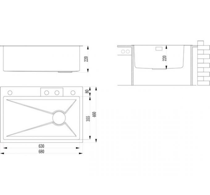 Мойка Longran LMFS01, воронёная сталь