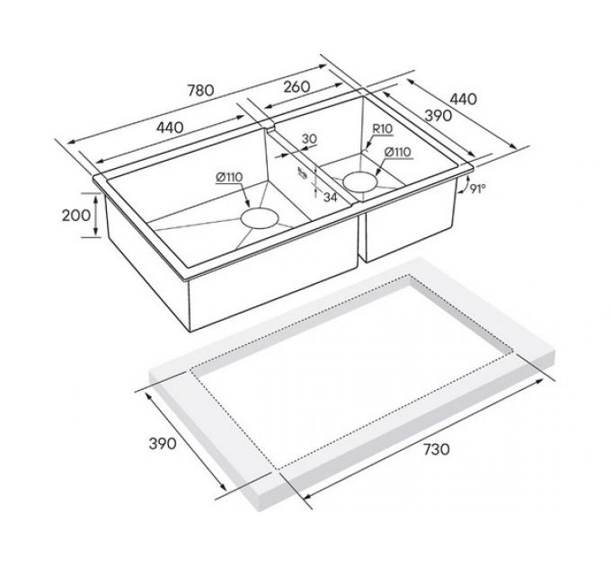 Мойка Paulmark Gerberg 78/2S uni PM227844-BS, брашированная нерж.сталь