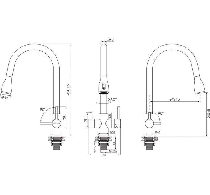 Смеситель Paulmark Lange La214212-AN (401), антрацит