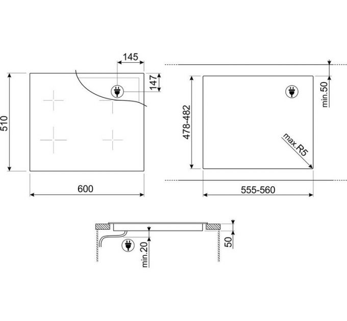 Варочная панель SMEG SIM1644DG индукционная