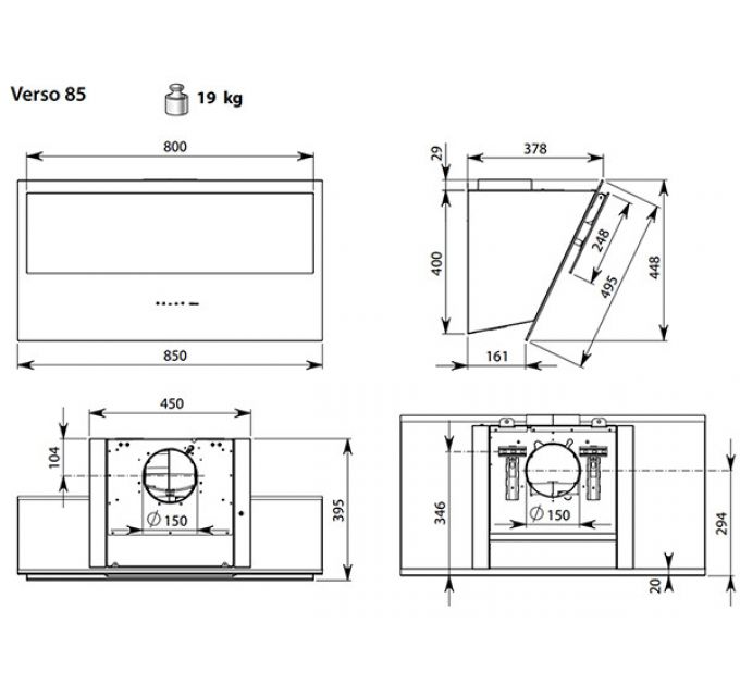 Вытяжка Falmec VERSO 85 GRAY