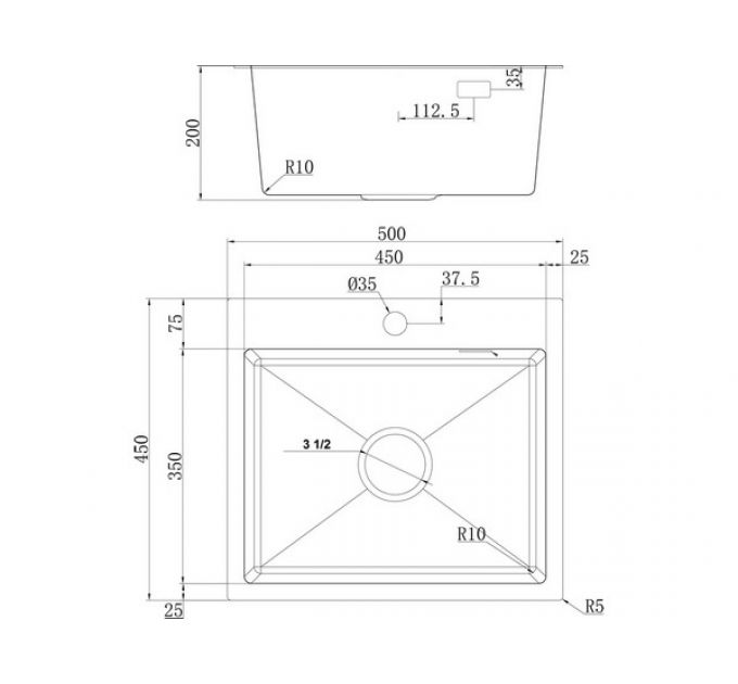 Мойка Ukinox Практика PRB500.450 -GT10C 0CW & S с выпуском