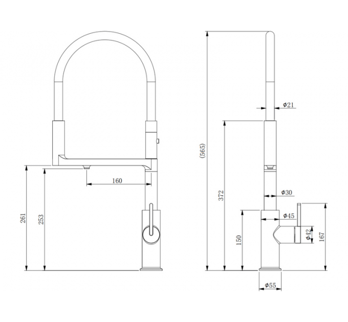 Смеситель Paulmark Tornado To213402-GB, глянцевый черный