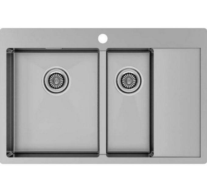 Мойка Paulmark Kroner 78/2SF PM227851-BSL, брашированная нерж. сталь