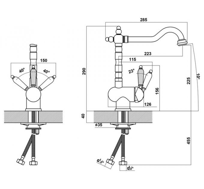Смеситель Florentina Ода шампань