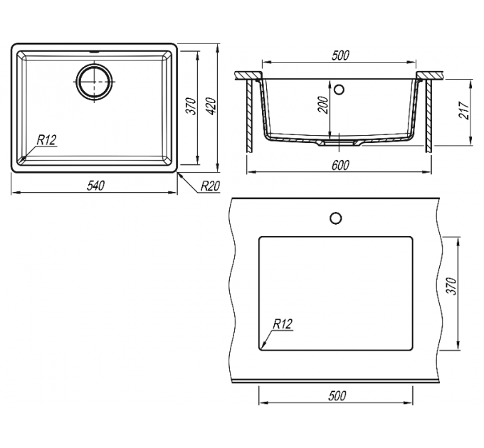 Мойка Florentina Вега 500 черный