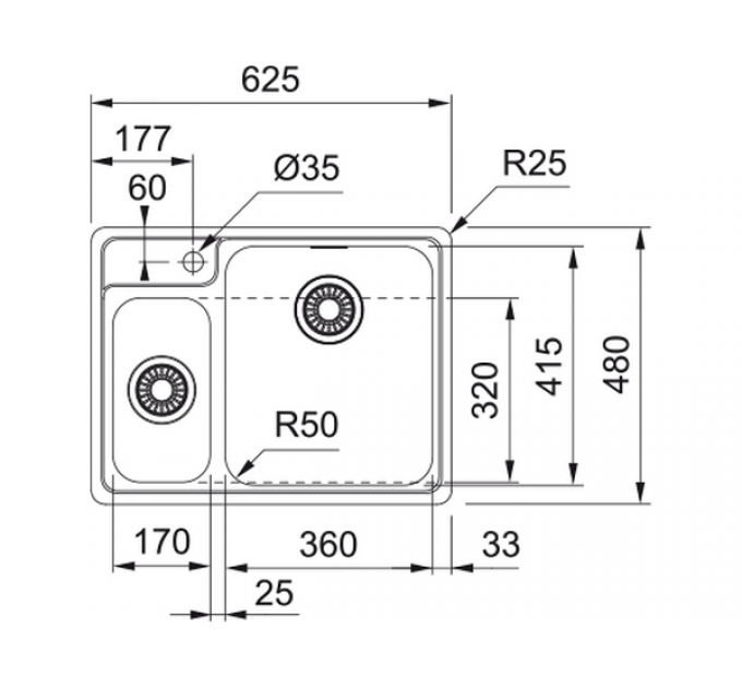 Мойка Franke BCX 260 TL, стоп-вент. (127.0688.780)