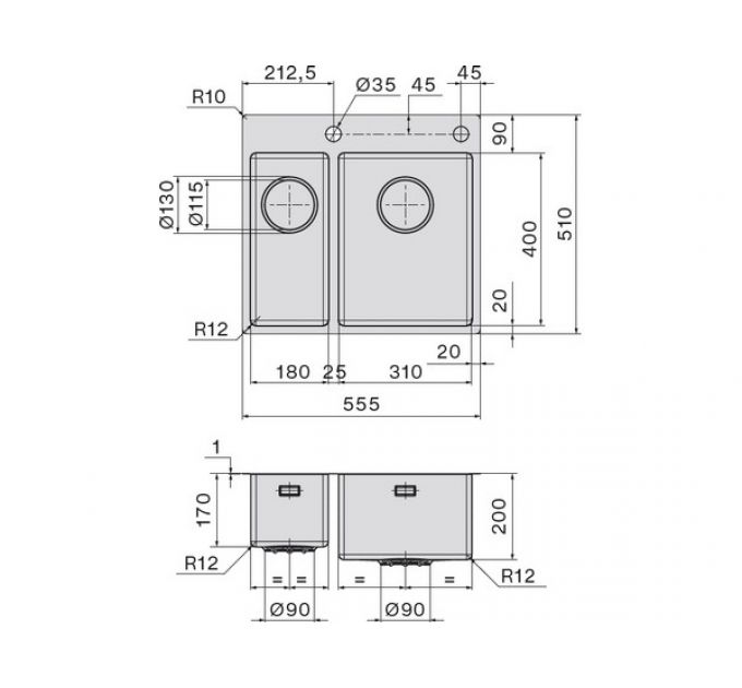 Мойка Falmec Garda 18+31