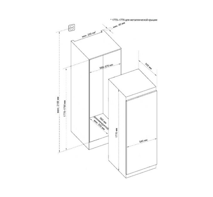 Холодильная камера De Dietrich DRL1770EB встраиваемая